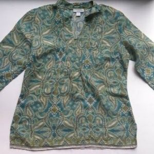 CHARTER CLUB Womens Top Shirt 100% Linen Paisley 6